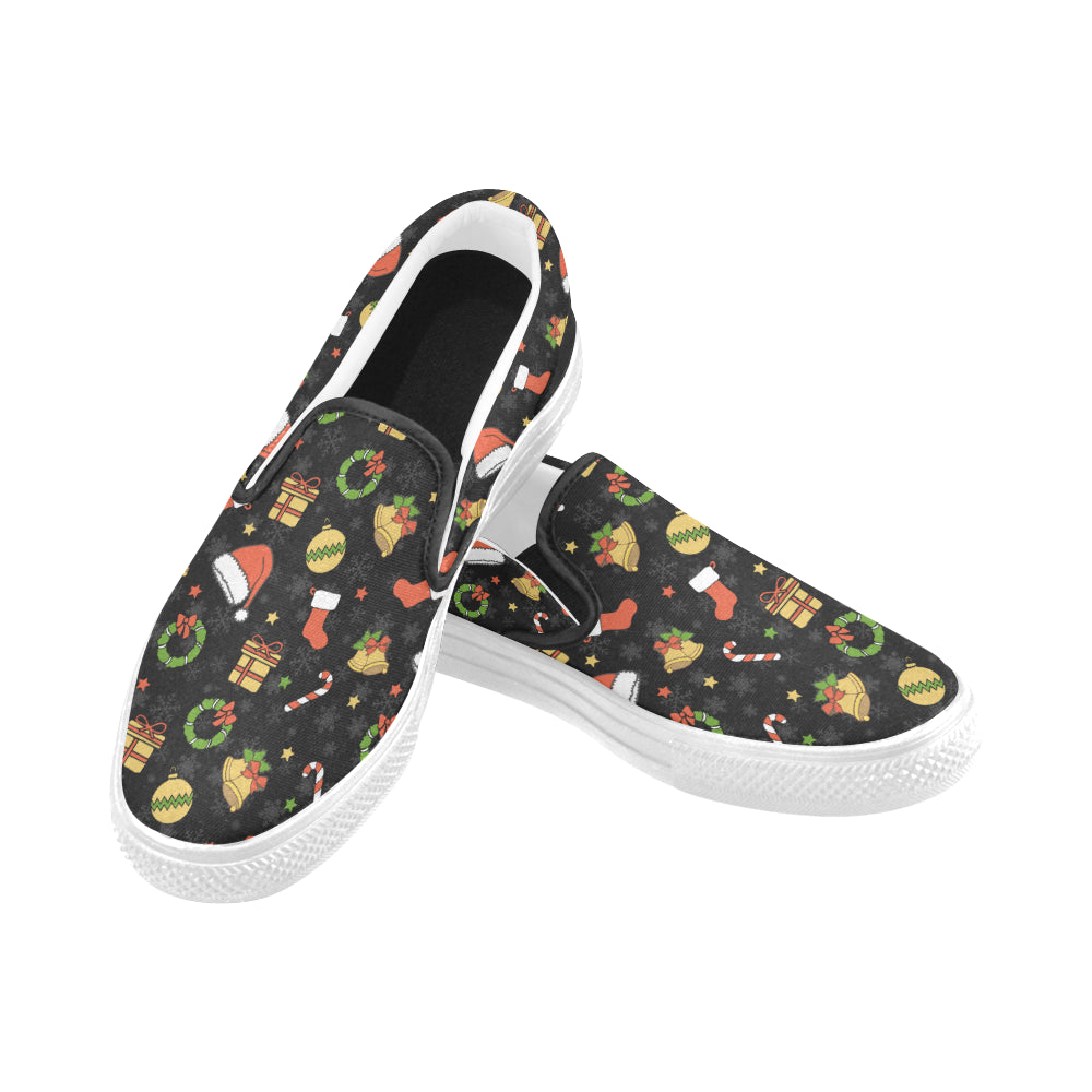 Women's Christmas Elements Print Canvas Slip On Shoes