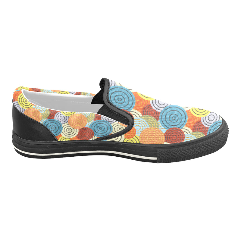 Women's Big Size Concentric Polka Print Canvas Slip-on Shoes