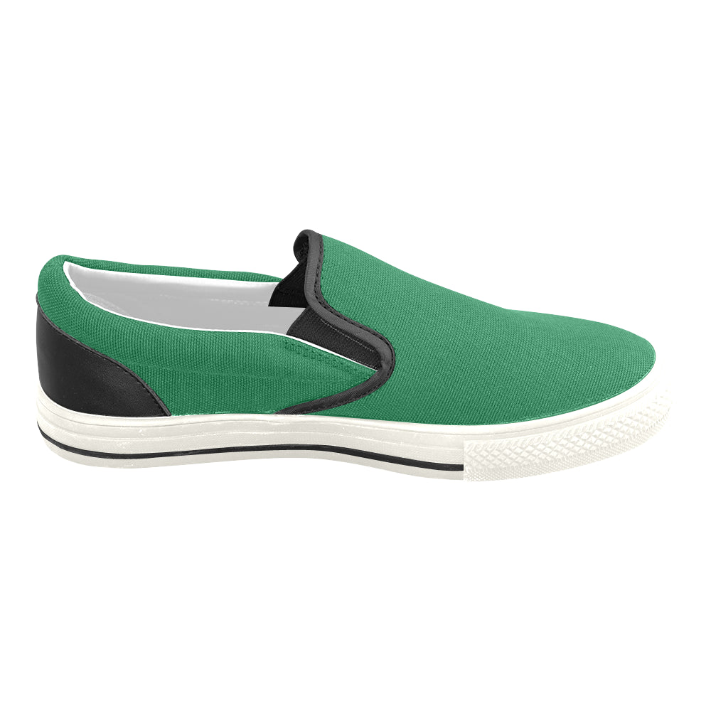 Men's Bottle Green Solids Print Canvas Slip-on Shoes