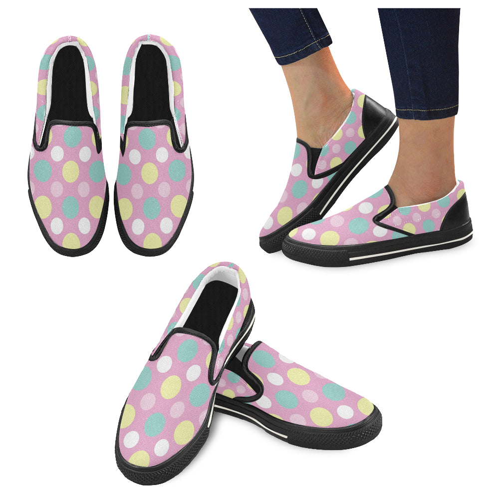 Women's Polka Print Canvas Slip-on Shoes