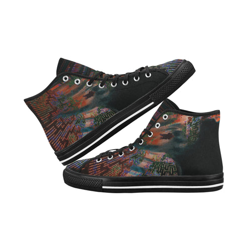 Men's Night Light Psychedelic Print Canvas High Top Shoes
