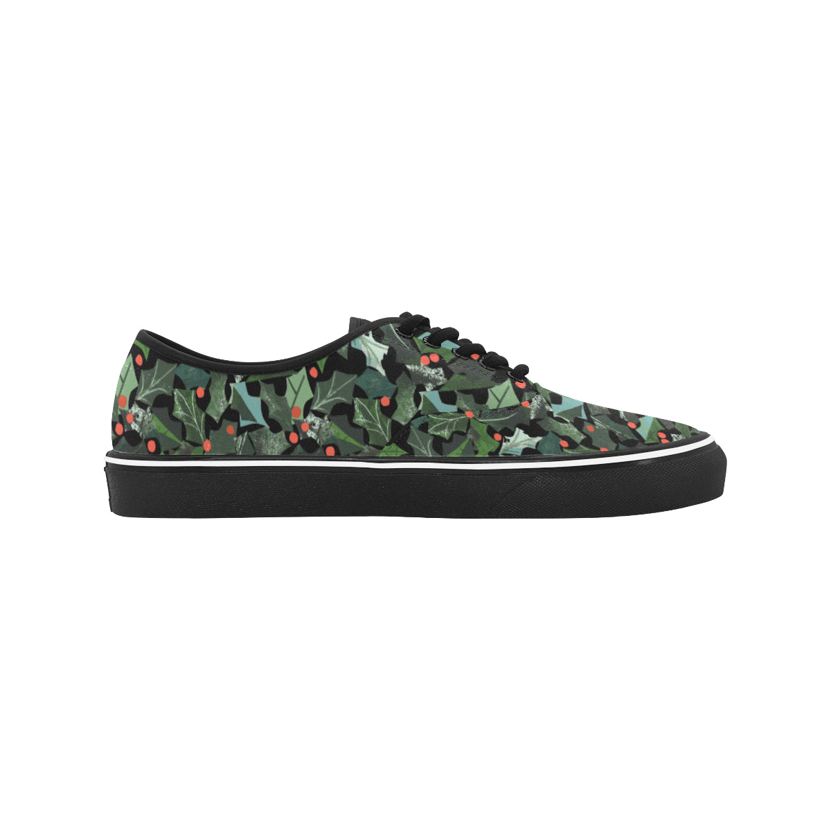 Women's Ivy Plants Christmas Print Canvas Low Top Shoes