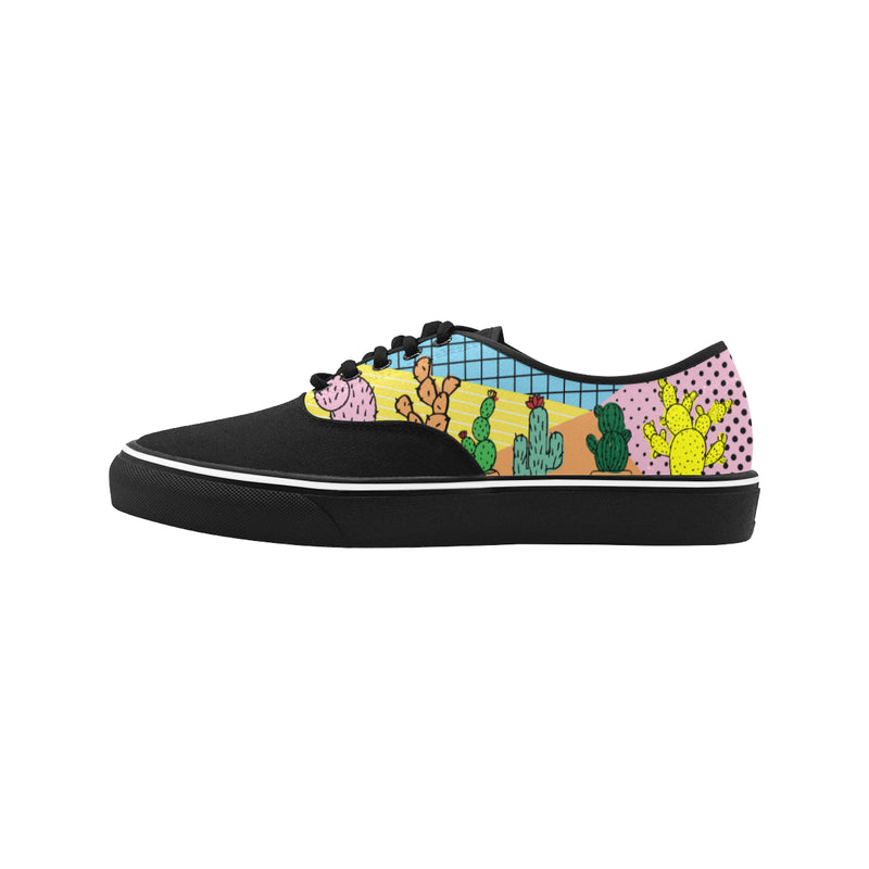 Women's Groovy Cactus Pop Art Print Canvas Low Top Shoes