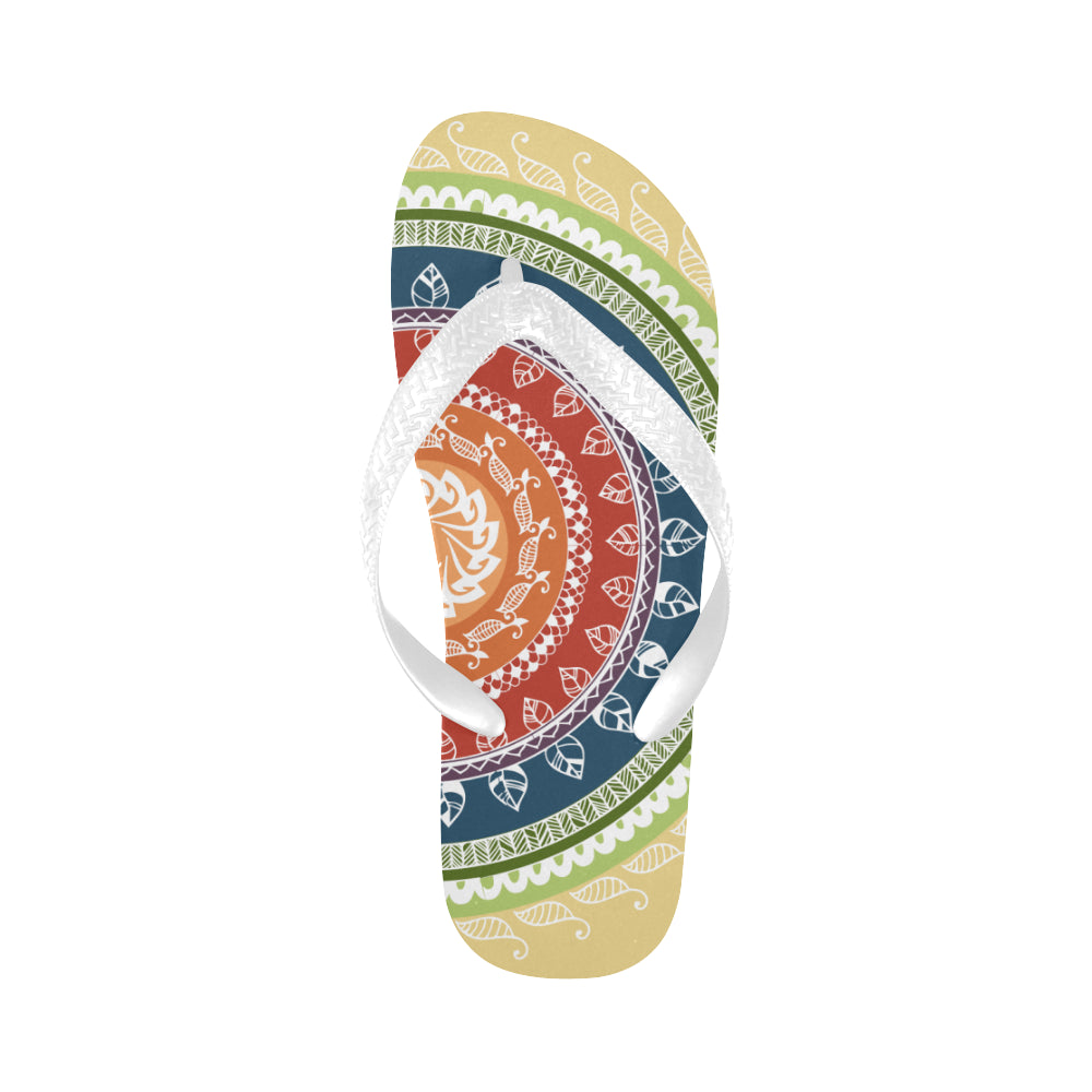 Unisex Folkloric Mandala Print Flip Flops