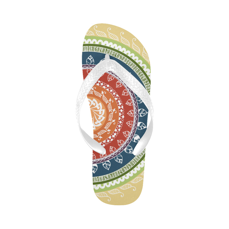 Unisex Folkloric Mandala Print Flip Flops