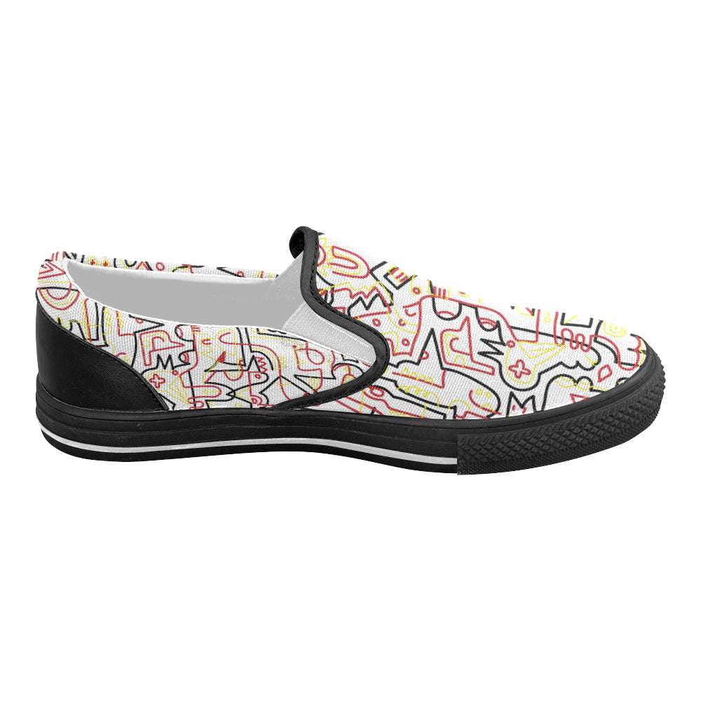Women's Tangled Doodle Print Canvas Slip-on Shoes