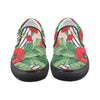 Men's Big Size Pop Red Floral Print Canvas Slip-on Shoes