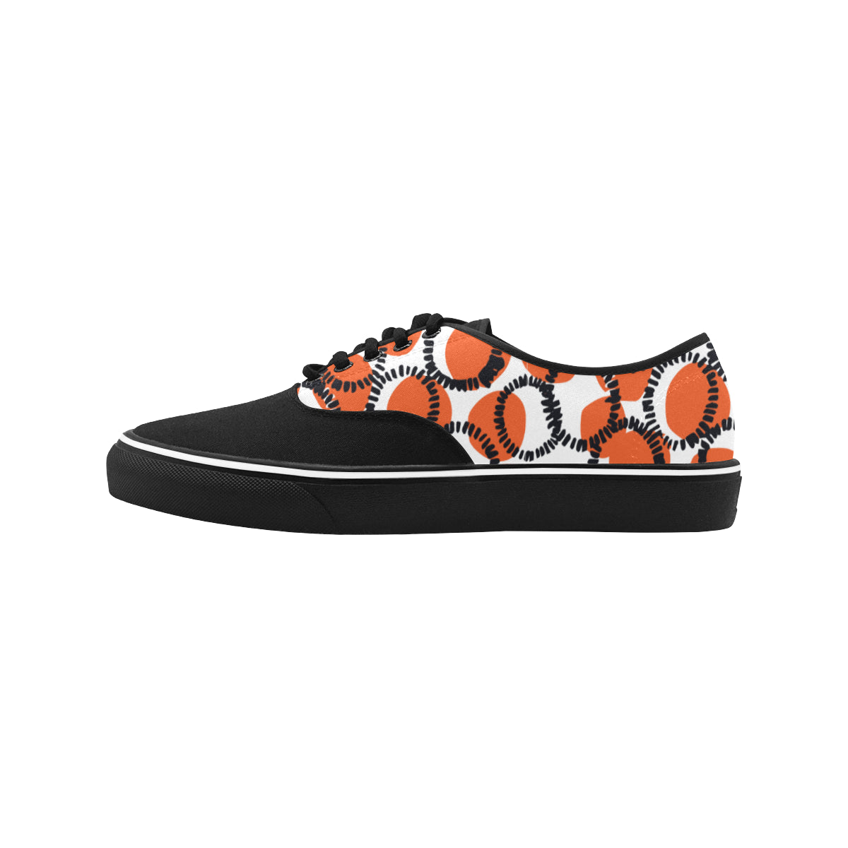 Men's Orange Polka Print Canvas Low Top Shoes