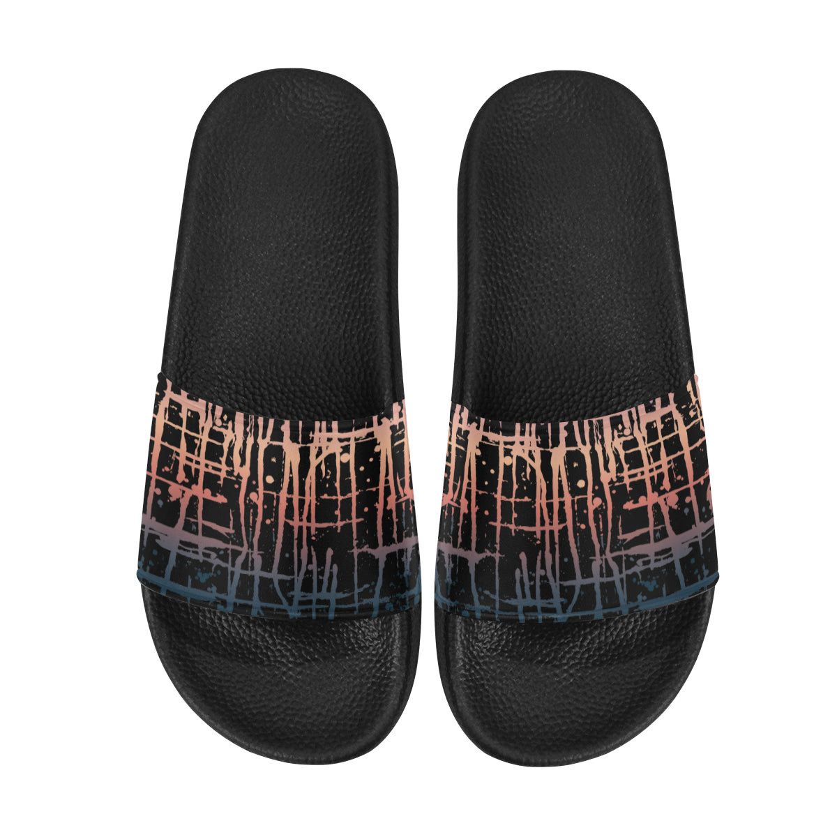 Men's Dark Criss Cross Paint Splatter Print Sliders Sandal
