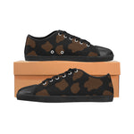Women's Big Size Cocoa-Brown Cow Print Low Top Canvas Shoes