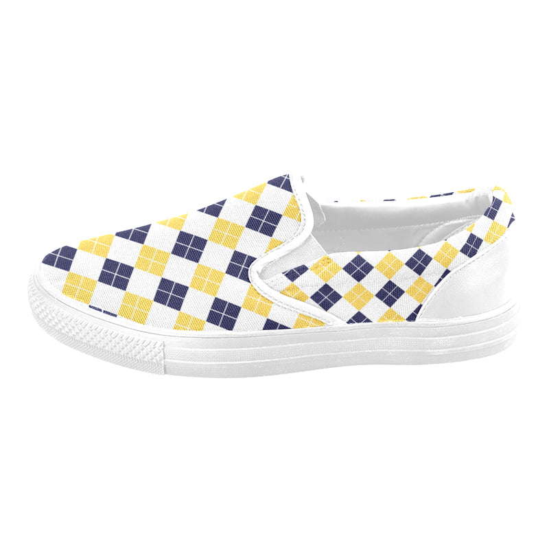 Kids's Diagonal Checkers Print Canvas Slip-on Shoes