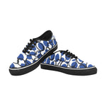 Men's White Blue Polka Print Canvas Low Top Shoes