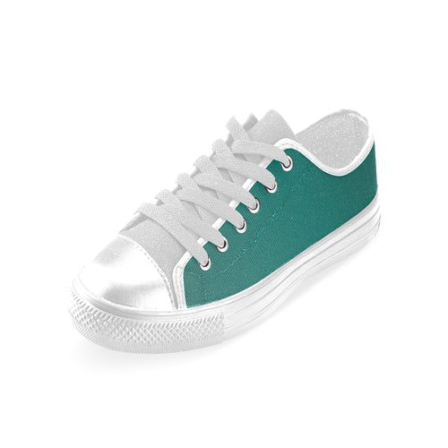 Men's Aqua Green Solids Print Canvas Low Top Shoes