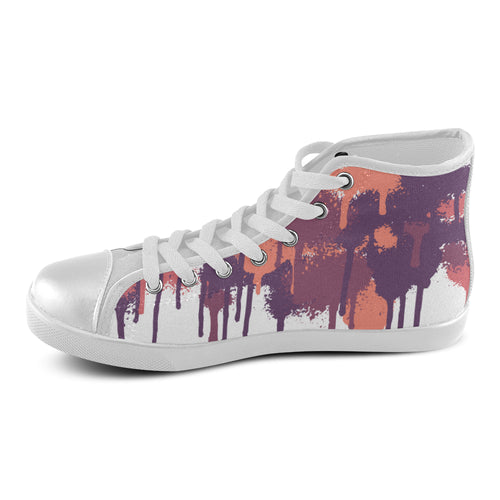 Women's Purple Graffiti Paint Splatter Print Canvas High Top Shoes