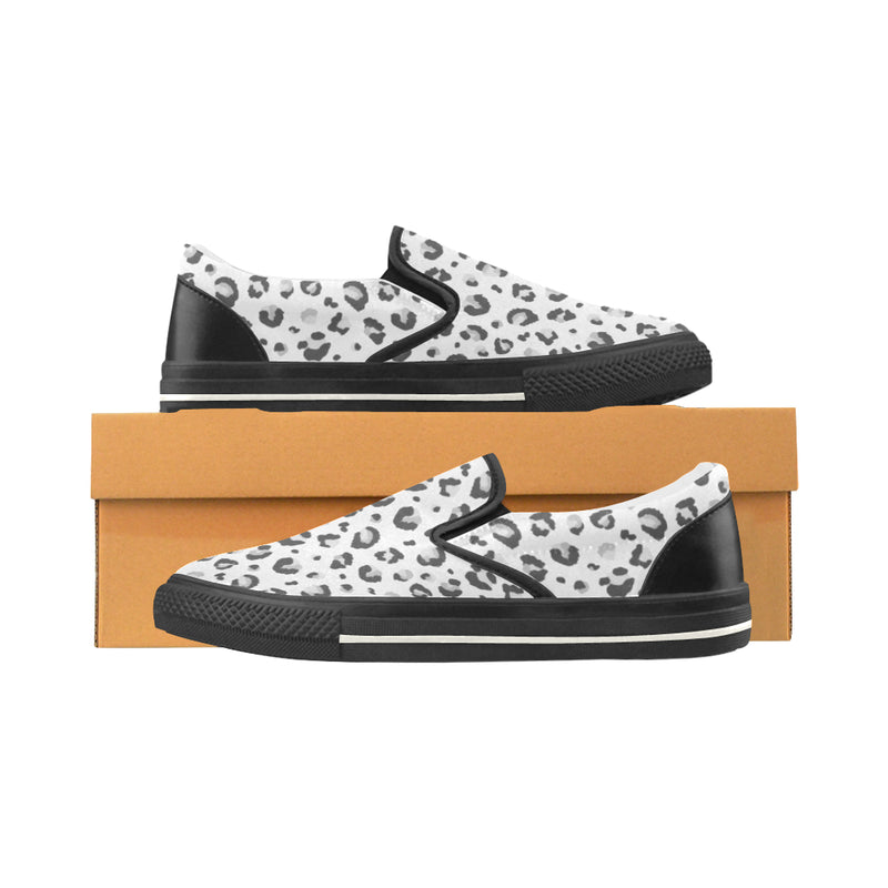 Men's Snow Leopard Print Slip-on Canvas Shoes
