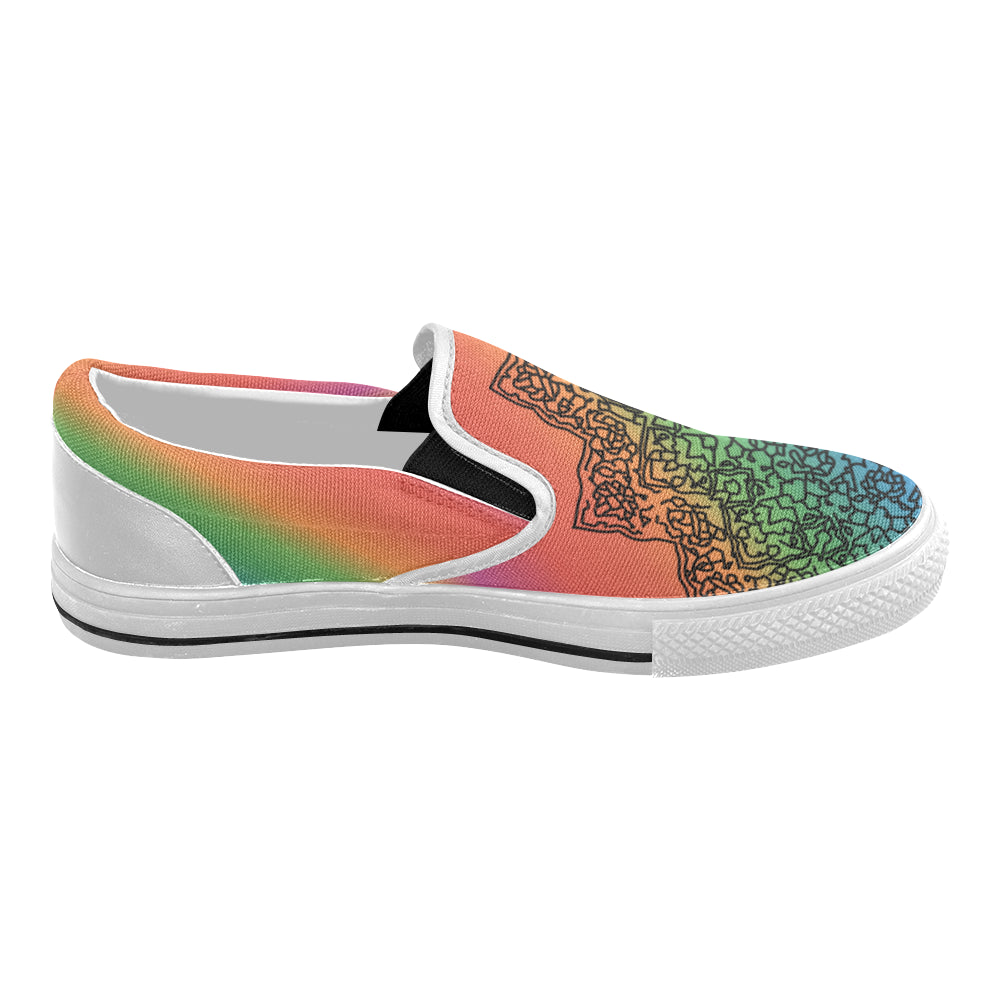 Women's Doodled Mandala Print Canvas Slip-on Shoes