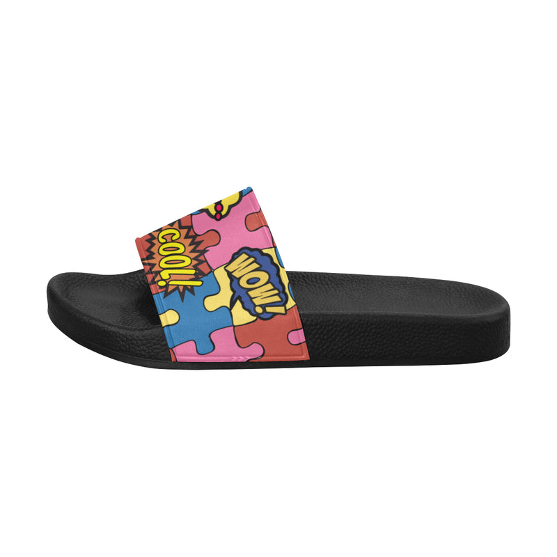Women's Comic Bubbles Pop Art Print Sliders