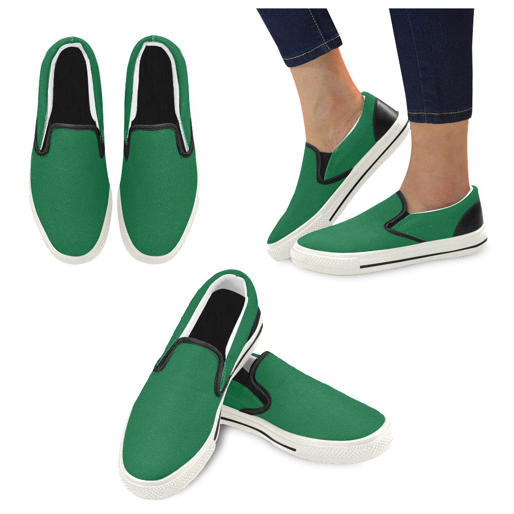 Men's Bottle Green Solids Print Canvas Slip-on Shoes
