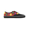 Women's Christmas Lights Print Big Size Canvas Low Top Shoes (Black)