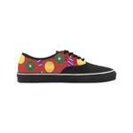 Women's Christmas Lights Print Big Size Canvas Low Top Shoes (Black)