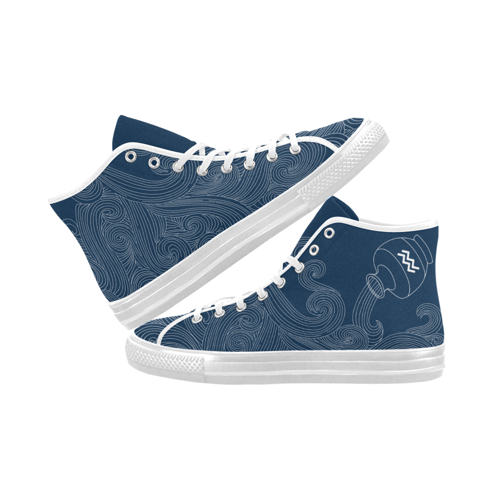 Men's Aquarius Water Bearer Print Canvas High Top Shoes