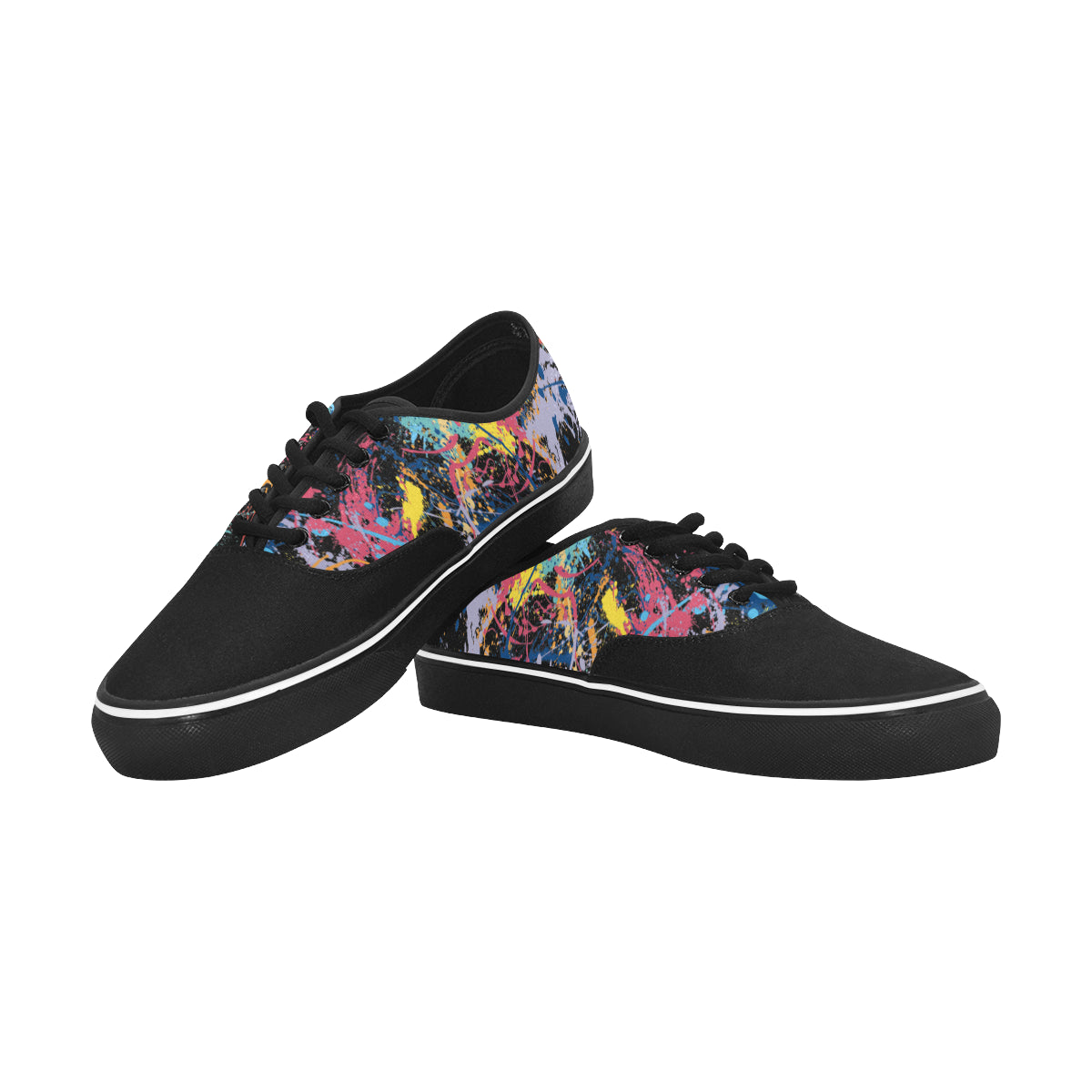 Men's Multicolored Paint Splatter Print Canvas Low Top Shoes
