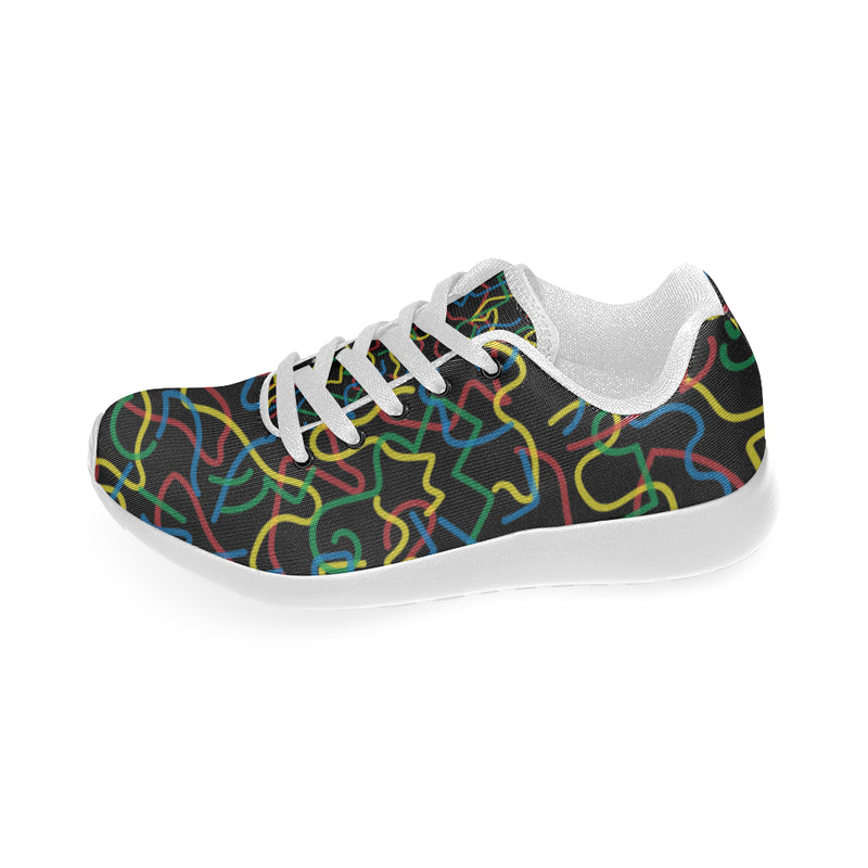 Kid's Wiggly Black Doodle Print Canvas Sneakers