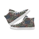 Men's Grey Skull Doodle Print Canvas High Top Shoes