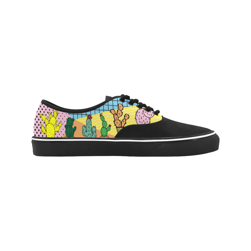 Women's Groovy Cactus Pop Art Print Canvas Low Top Shoes