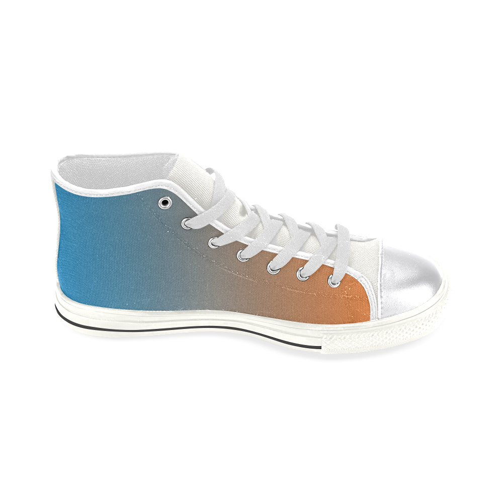 Women's Bluish Orange Solids Print Canvas High Top Shoes