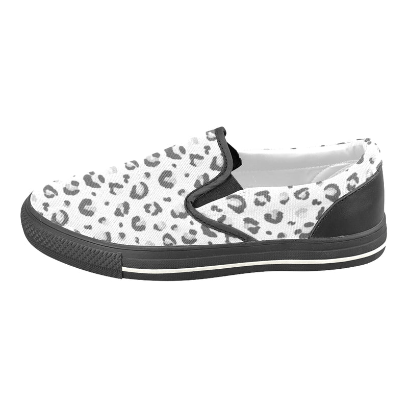 Men's Snow Leopard Print Slip-on Canvas Shoes