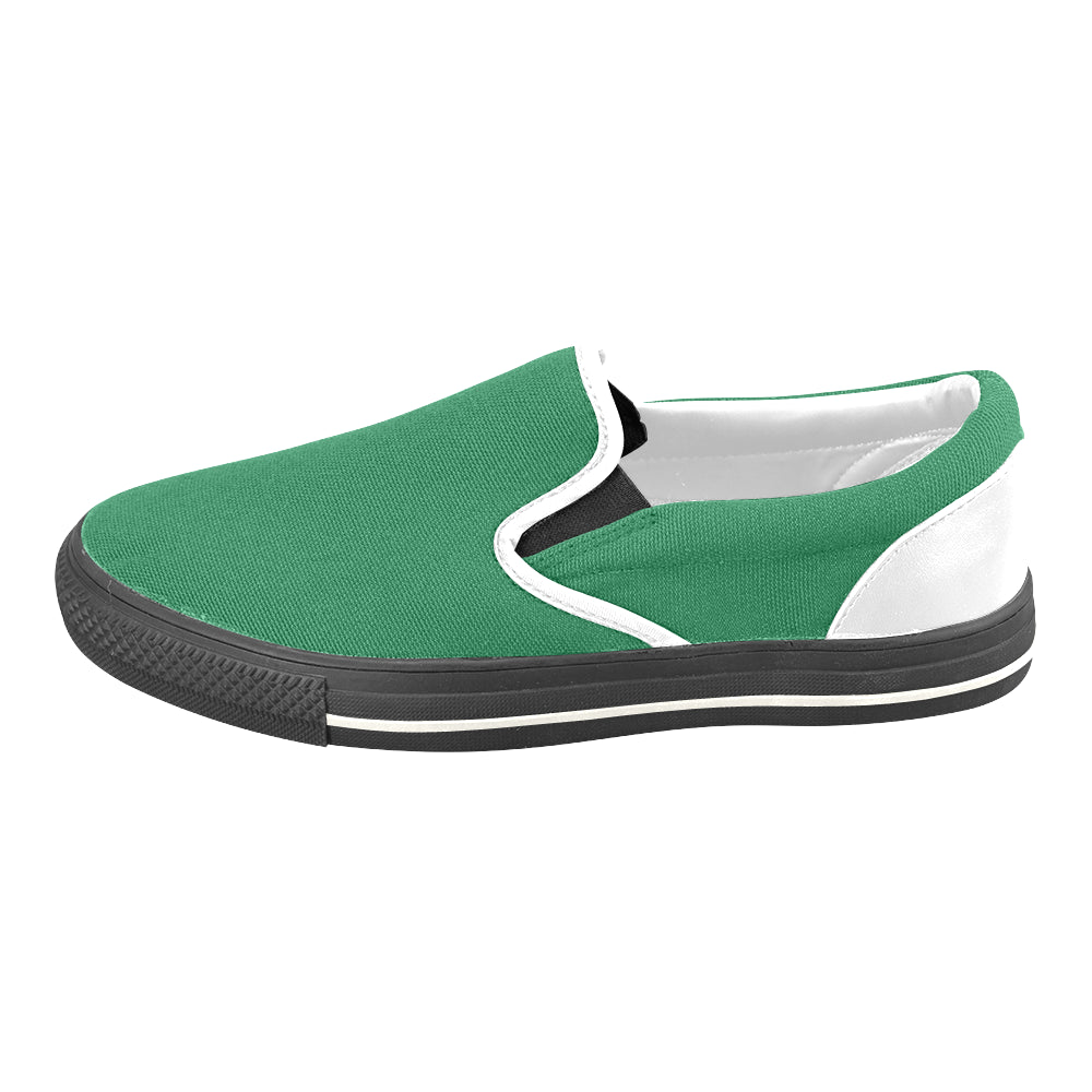Men's Bottle Green Solids Print Canvas Slip-on Shoes