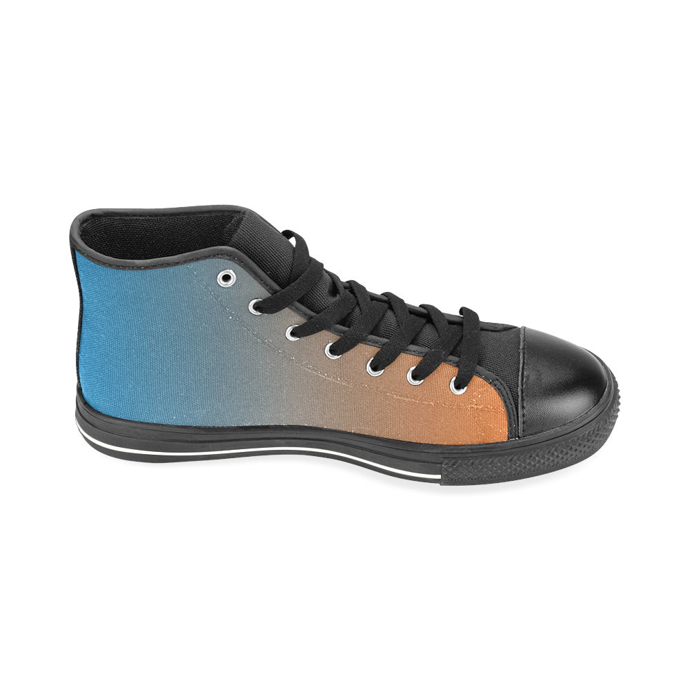 Men's Bluish Orange Solids Print Canvas High Top Shoes