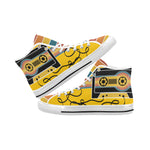 Men's Retro Cassette Pop Art Print Canvas High Top Shoes