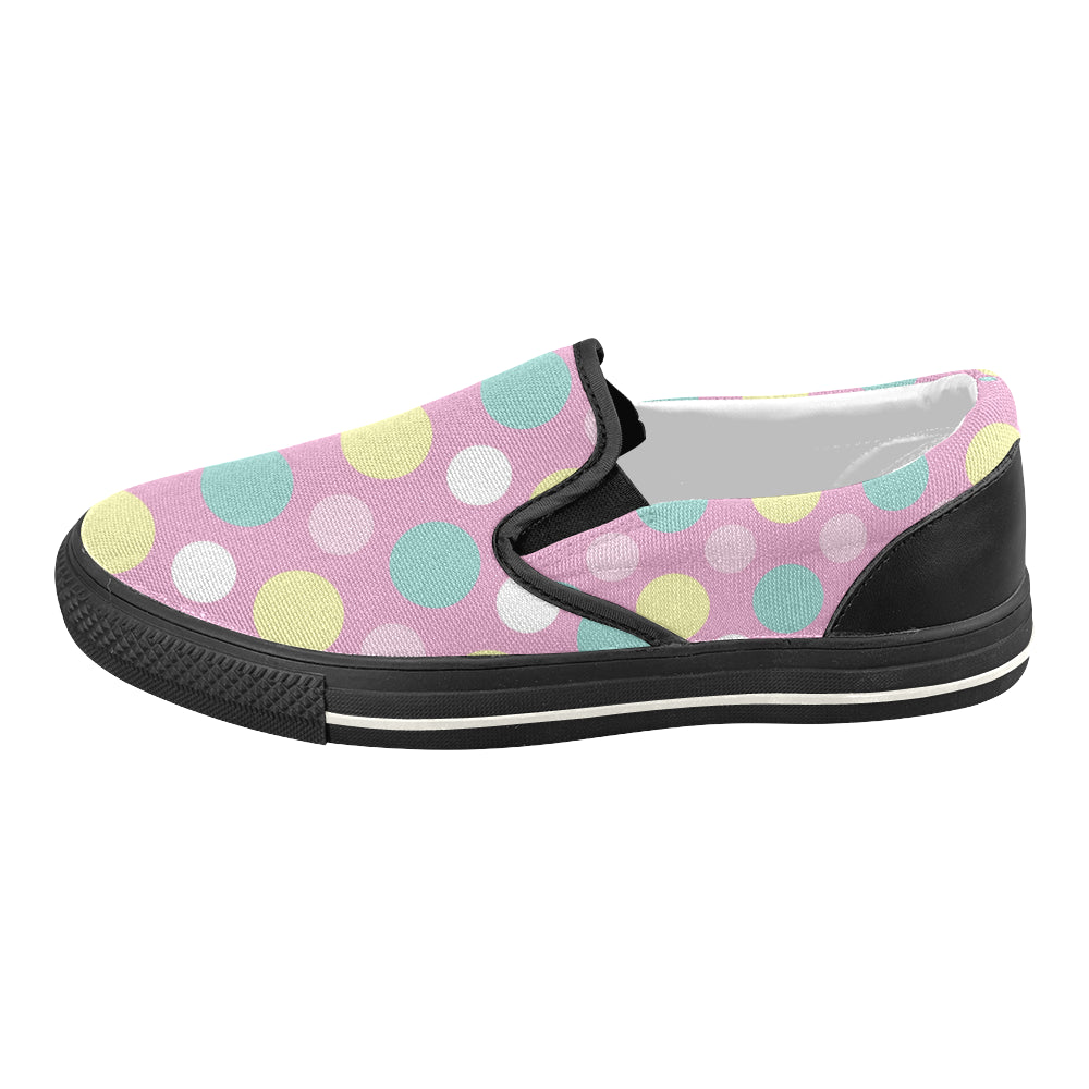 Women's Polka Print Canvas Slip-on Shoes
