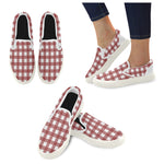 Men's Red Checks Print Slip-on Canvas Shoes