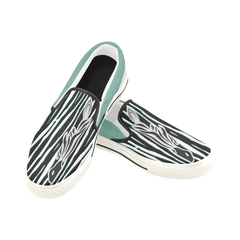 Women's Green Zebra Print Slip-on Canvas Shoes