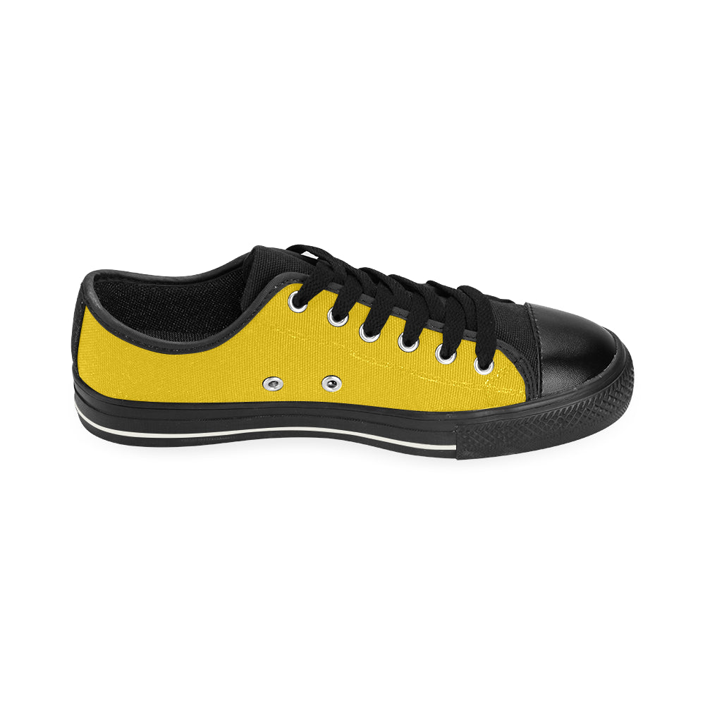 Men's Butter Yellow Solids Print Canvas Low Top Shoes
