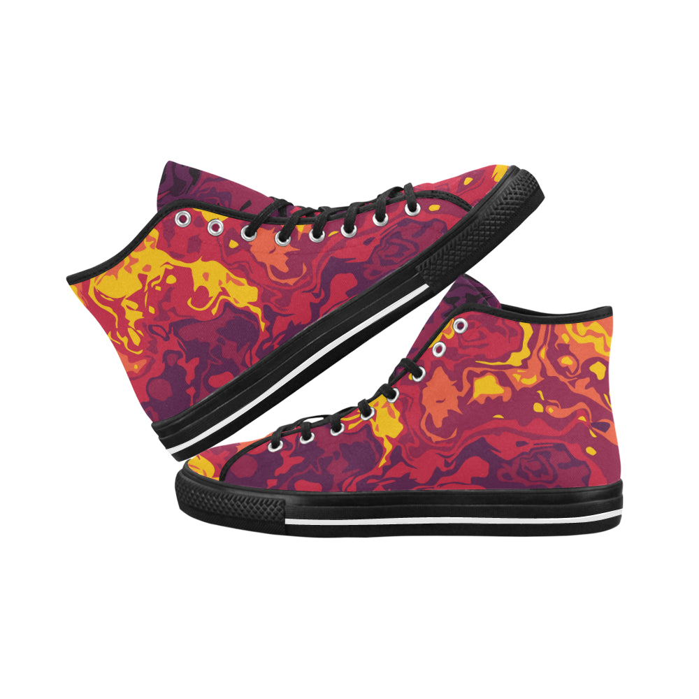 Men's Fiery Camouflage Print High Top Canvas Shoes