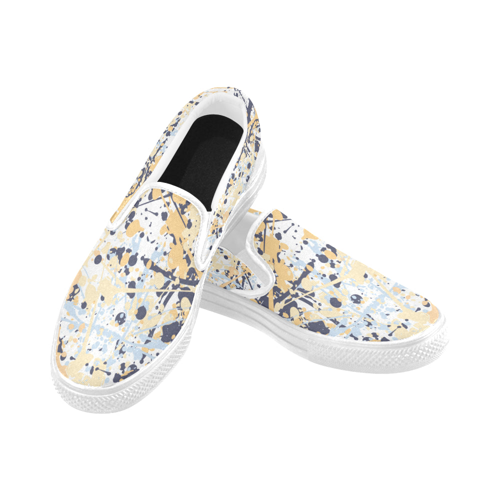 Men's Paint Splatter Dark Print Canvas Slip-on Shoes