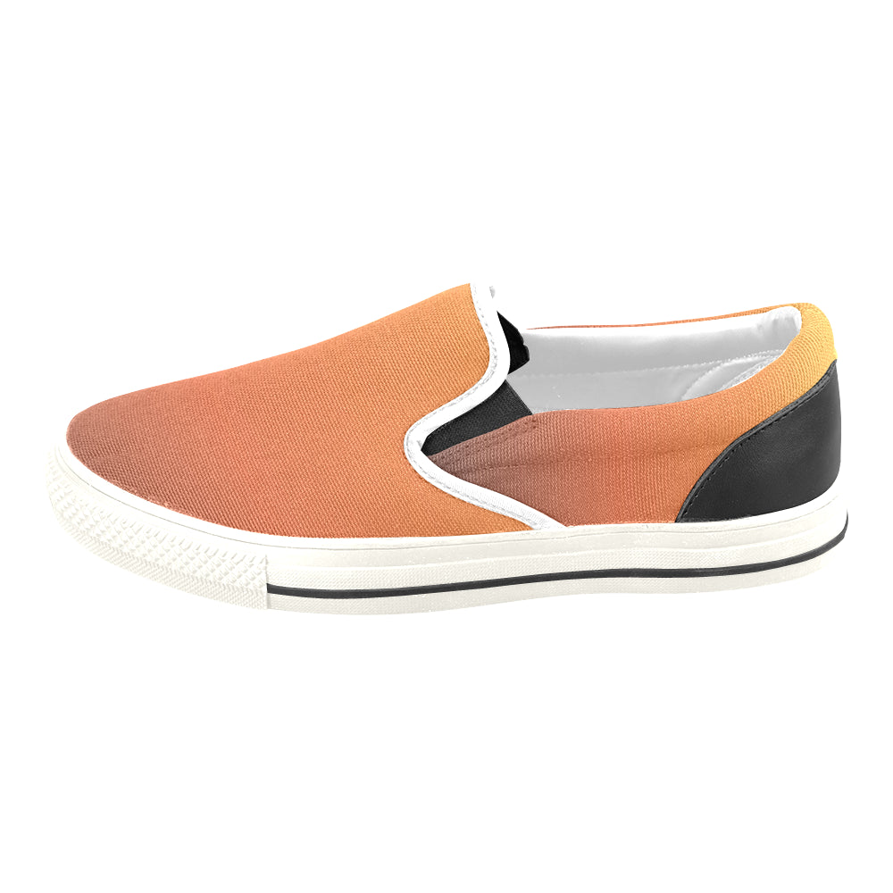 Men's Orange Solids Print Canvas Slip-on Shoes