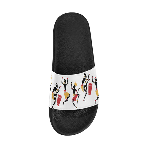 Men's Big Size Dancing Silhouette Tribal Print Sliders Sandal
