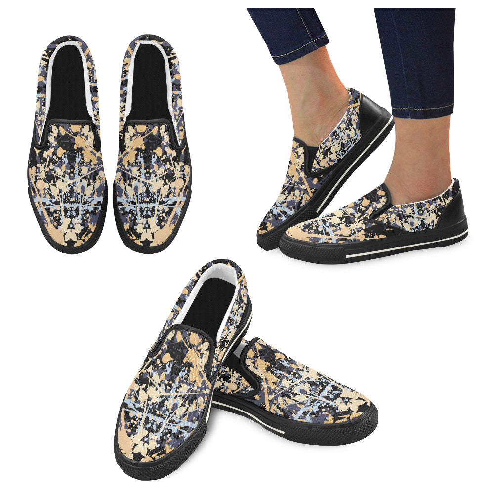 Men's Paint Splatter Dark Print Canvas Slip-on Shoes