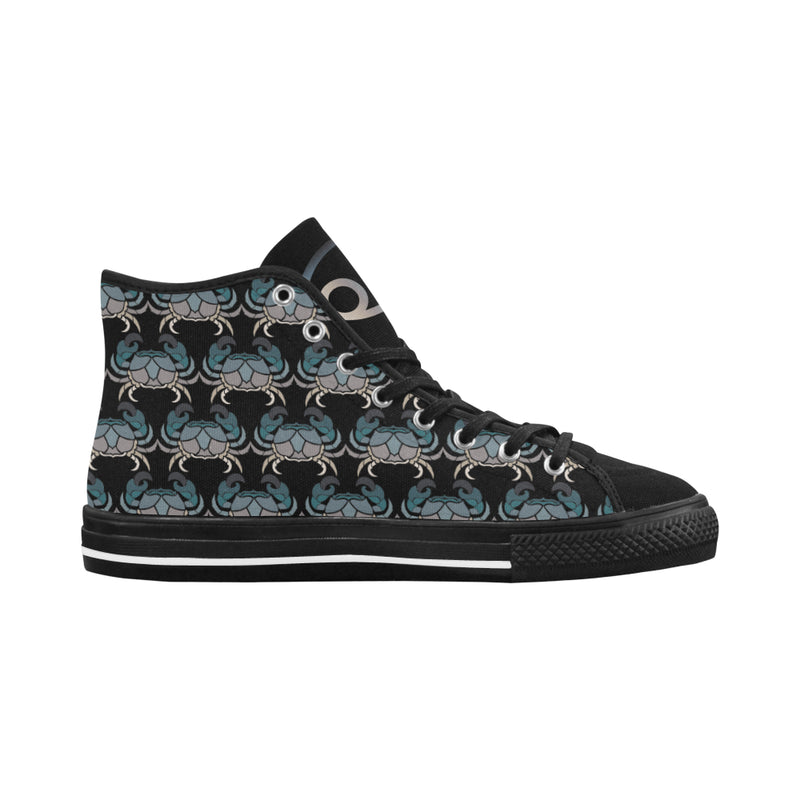 Women's Cancer Crab Zodiac Print Canvas High Top Shoes