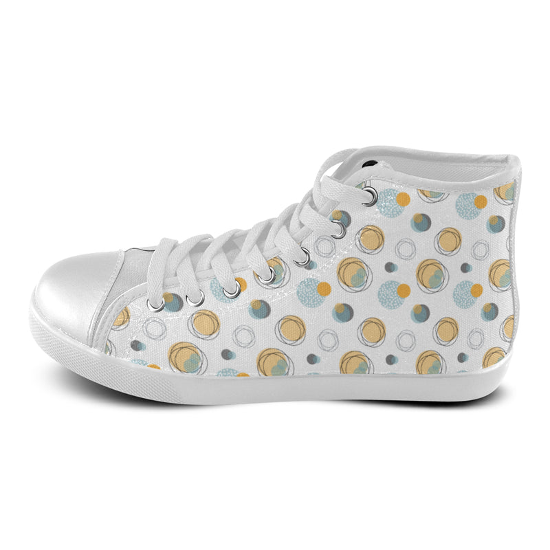 Women's Big Size Bubbly Polka Print Canvas High Top Shoes