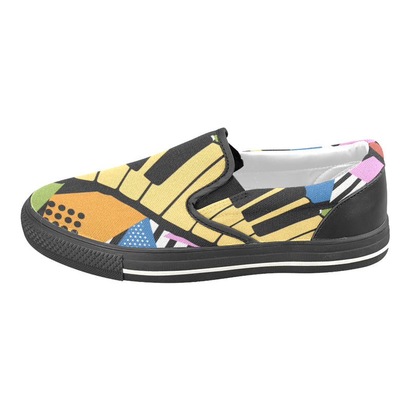 Women's Abstract Piano Pop Art Print Canvas Slip-on Shoes