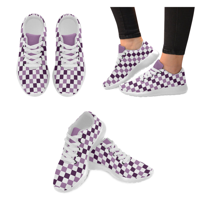Kids' Purple Checks Print Canvas Sneakers