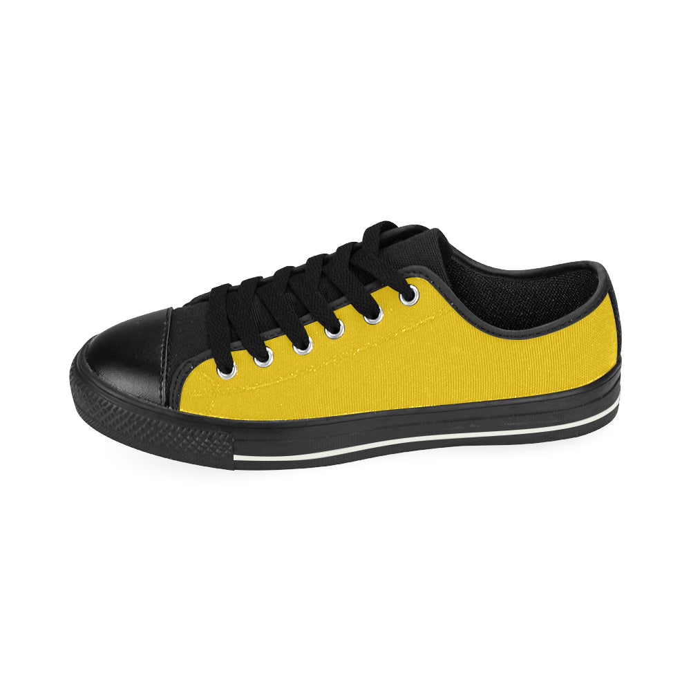 Men's Butter Yellow Solids Print Canvas Low Top Shoes