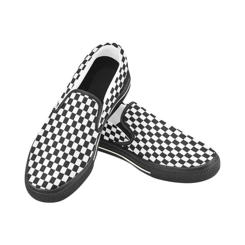 Men's Classic B/W Checks Print Slip-on Canvas Shoes