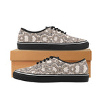 Women's Peach-Brown Snake Print Low Top Canvas Shoes